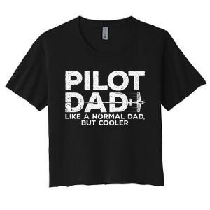 Funny Pilot Art For Dad Men Aviation Airplane Aircraft Pilot Women's Crop Top Tee