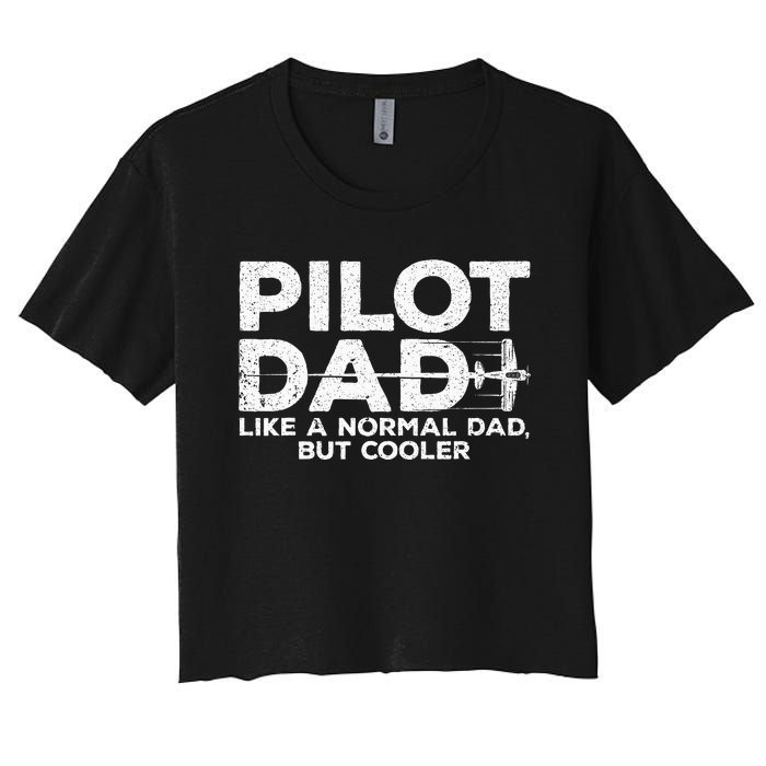 Funny Pilot Art For Dad Men Aviation Airplane Aircraft Pilot Women's Crop Top Tee