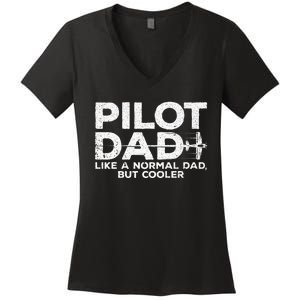 Funny Pilot Art For Dad Men Aviation Airplane Aircraft Pilot Women's V-Neck T-Shirt