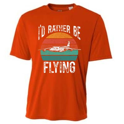 Flying Pilot Airplane Id Rather Be Flying Pilot Airplane Gift Cooling Performance Crew T-Shirt