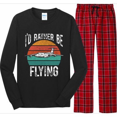 Flying Pilot Airplane Id Rather Be Flying Pilot Airplane Gift Long Sleeve Pajama Set