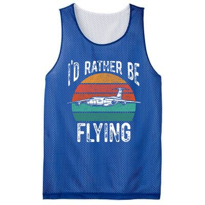 Flying Pilot Airplane Id Rather Be Flying Pilot Airplane Gift Mesh Reversible Basketball Jersey Tank