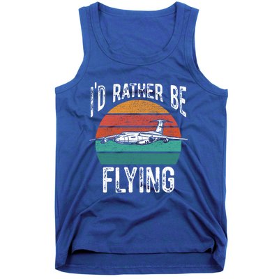 Flying Pilot Airplane Id Rather Be Flying Pilot Airplane Gift Tank Top