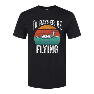 Flying Pilot Airplane Id Rather Be Flying Pilot Airplane Gift Softstyle® CVC T-Shirt