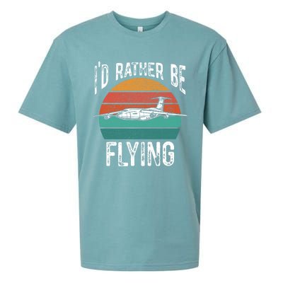 Flying Pilot Airplane Id Rather Be Flying Pilot Airplane Gift Sueded Cloud Jersey T-Shirt