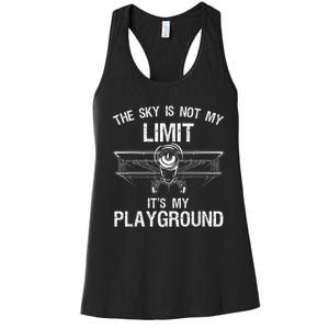 Funny Pilot Art For Men Women Airplane Pilot Aviation Women's Racerback Tank