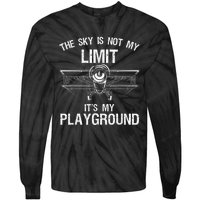 Funny Pilot Art For Men Women Airplane Pilot Aviation Tie-Dye Long Sleeve Shirt