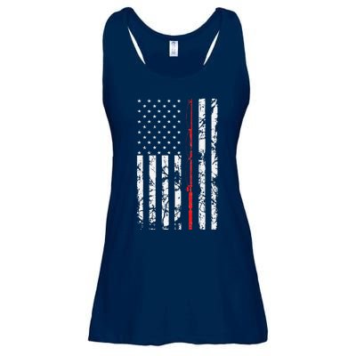 Fishing Pole American Flag Gift For Fisherman Ladies Essential Flowy Tank