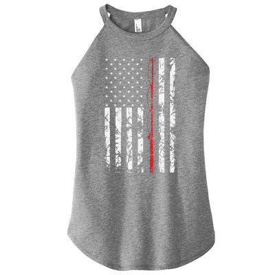 Fishing Pole American Flag Gift For Fisherman Women’s Perfect Tri Rocker Tank