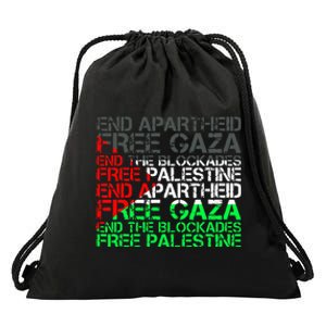 Free Palestine Arabic Palestine Gaza Jerusalem Support Flag Drawstring Bag