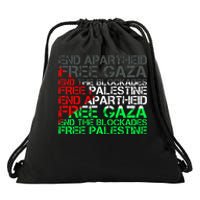 Free Palestine Arabic Palestine Gaza Jerusalem Support Flag Drawstring Bag