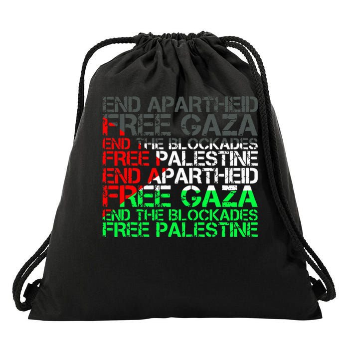 Free Palestine Arabic Palestine Gaza Jerusalem Support Flag Drawstring Bag