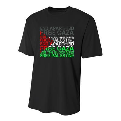 Free Palestine Arabic Palestine Gaza Jerusalem Support Flag Youth Performance Sprint T-Shirt