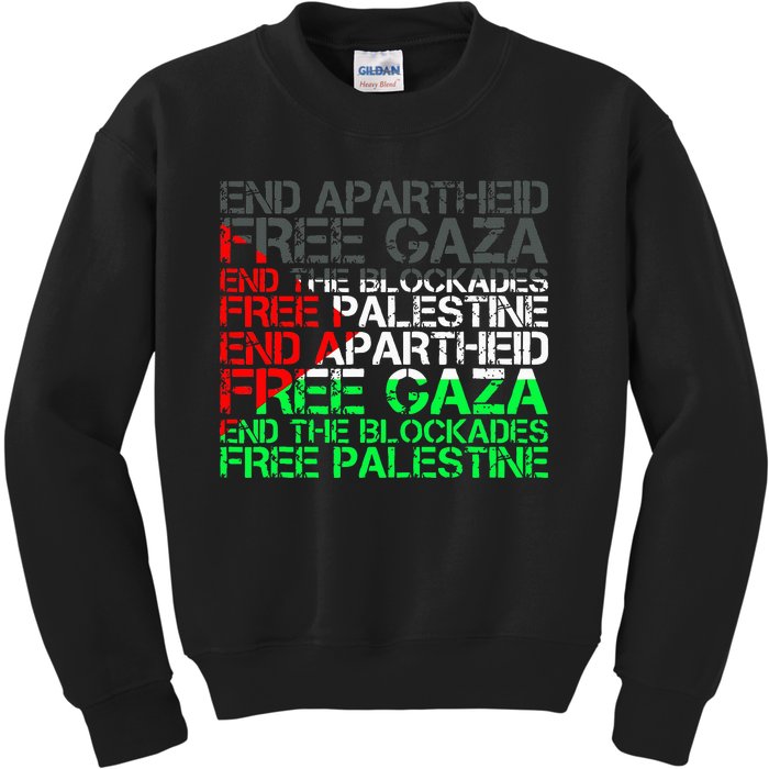 Free Palestine Arabic Palestine Gaza Jerusalem Support Flag Kids Sweatshirt