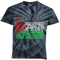 Free Palestine Arabic Palestine Gaza Jerusalem Support Flag Kids Tie-Dye T-Shirt