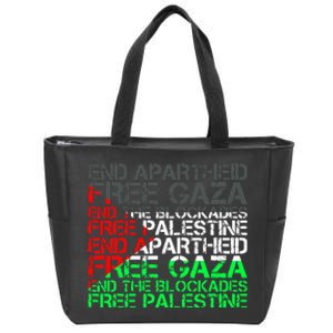 Free Palestine Arabic Palestine Gaza Jerusalem Support Flag Zip Tote Bag