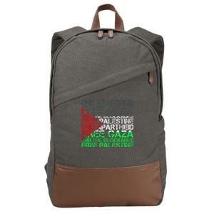 Free Palestine Arabic Palestine Gaza Jerusalem Support Flag Cotton Canvas Backpack