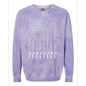 Fishing Pole American Flag Patriotic Outdoorsman Colorblast Crewneck Sweatshirt