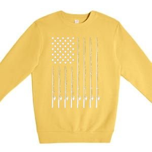 Fishing Pole American Flag Patriotic Outdoorsman Premium Crewneck Sweatshirt