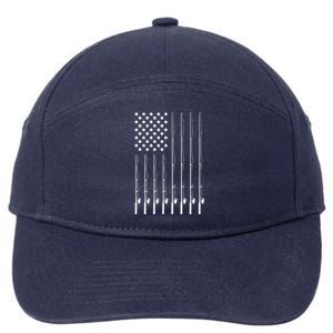 Fishing Pole American Flag Patriotic Outdoorsman 7-Panel Snapback Hat