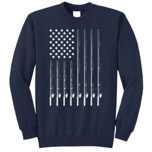 Fishing Pole American Flag Patriotic Outdoorsman Tall Sweatshirt