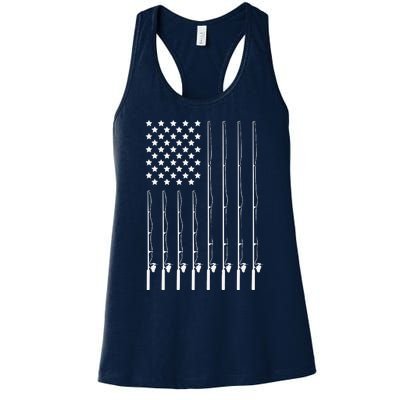 Fishing Pole American Flag Patriotic Outdoorsman Women's Racerback Tank