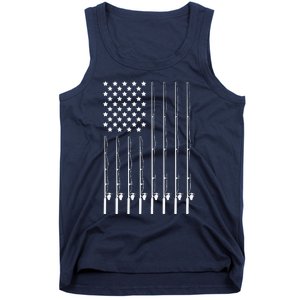 Fishing Pole American Flag Patriotic Outdoorsman Tank Top