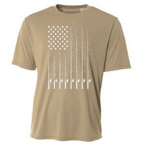 Fishing Pole American Flag Patriotic Outdoorsman Cooling Performance Crew T-Shirt