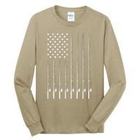 Fishing Pole American Flag Patriotic Outdoorsman Tall Long Sleeve T-Shirt