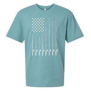 Fishing Pole American Flag Patriotic Outdoorsman Sueded Cloud Jersey T-Shirt