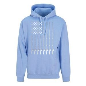 Fishing Pole American Flag Patriotic Outdoorsman Unisex Surf Hoodie