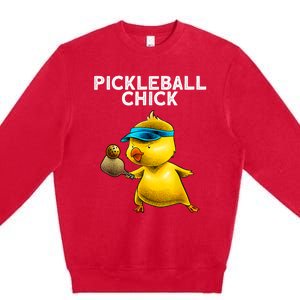 Funny Pickleball Art For Women Paddle Sport Chick Lover Premium Crewneck Sweatshirt