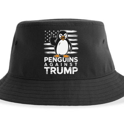 Funny Penguins Against Trump Penguin Flippers Up Resist Sustainable Bucket Hat