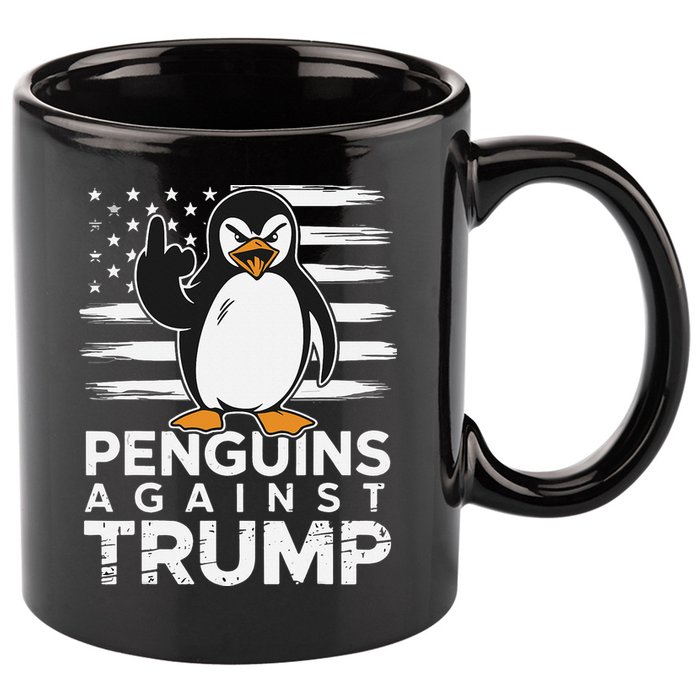 Funny Penguins Against Trump Penguin Flippers Up Resist 11oz C Handle Ceramic Mug