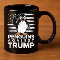 Funny Penguins Against Trump Penguin Flippers Up Resist 11oz C Handle Ceramic Mug