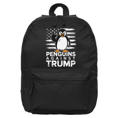 Funny Penguins Against Trump Penguin Flippers Up Resist 16 in Basic Backpack