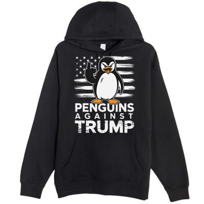 Funny Penguins Against Trump Penguin Flippers Up Resist Premium Pullover Hoodie