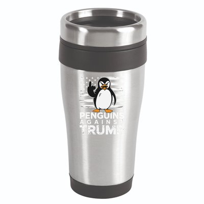 Funny Penguins Against Trump Penguin Flippers Up Resist 16oz Travel Tumbler