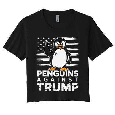 Funny Penguins Against Trump Penguin Flippers Up Resist Crop Top