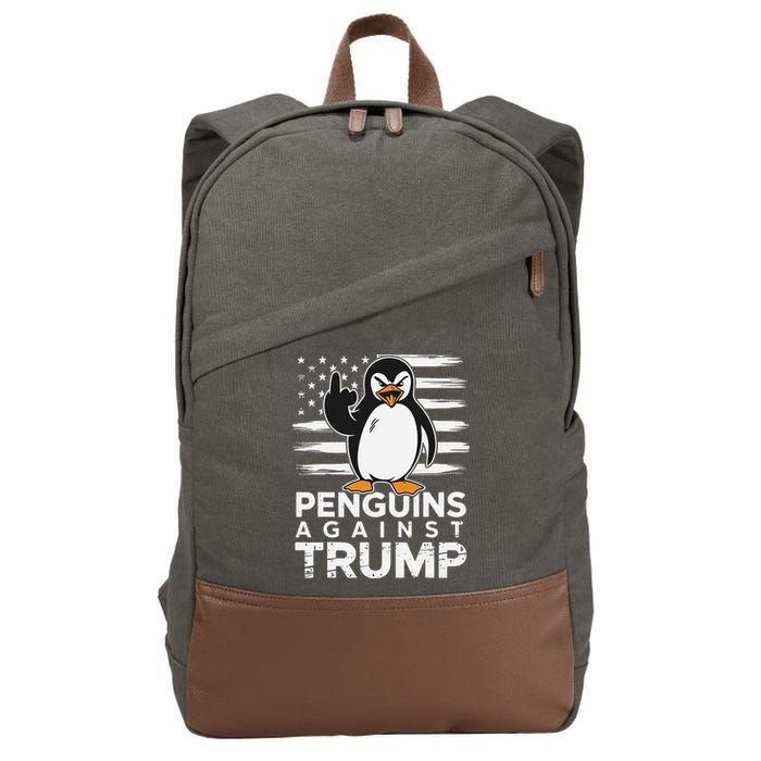 Funny Penguins Against Trump Penguin Flippers Up Resist Cotton Canvas Backpack
