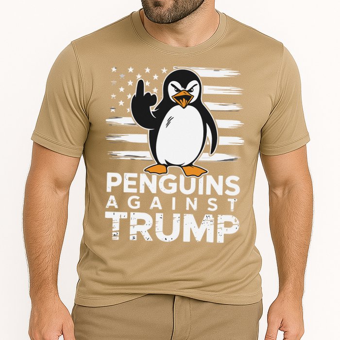 Funny Penguins Against Trump Penguin Flippers Up Resist Cooling Performance Crew T-Shirt