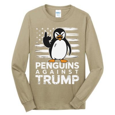Funny Penguins Against Trump Penguin Flippers Up Resist Tall Long Sleeve T-Shirt