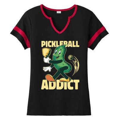 Funny Pickleball Addict Ladies Halftime Notch Neck Tee