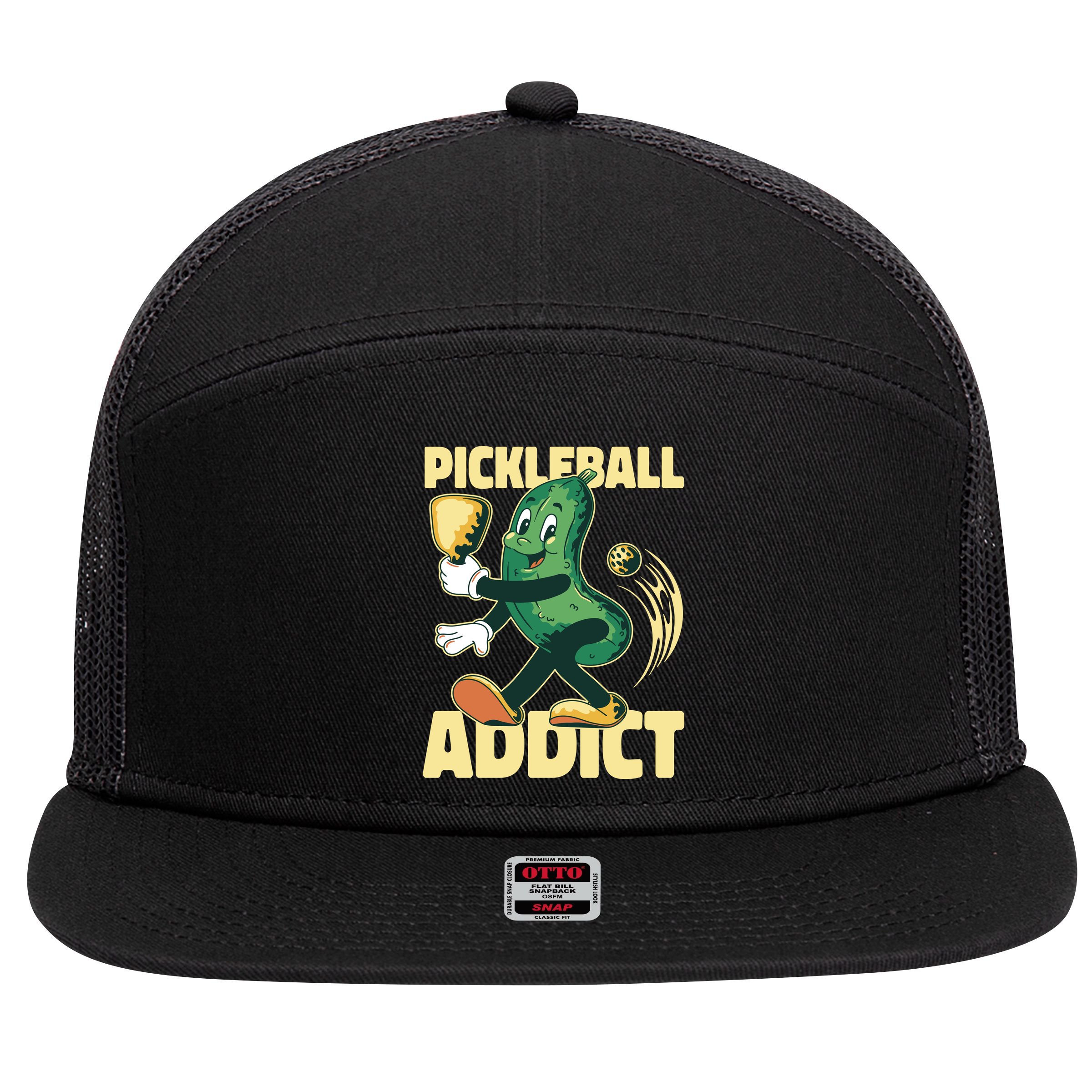 Funny Pickleball Addict 7 Panel Mesh Trucker Snapback Hat