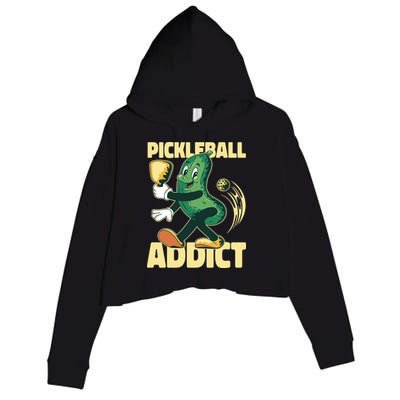 Funny Pickleball Addict Crop Fleece Hoodie
