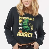 Funny Pickleball Addict Cropped Pullover Crew