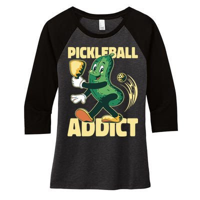 Funny Pickleball Addict Women's Tri-Blend 3/4-Sleeve Raglan Shirt