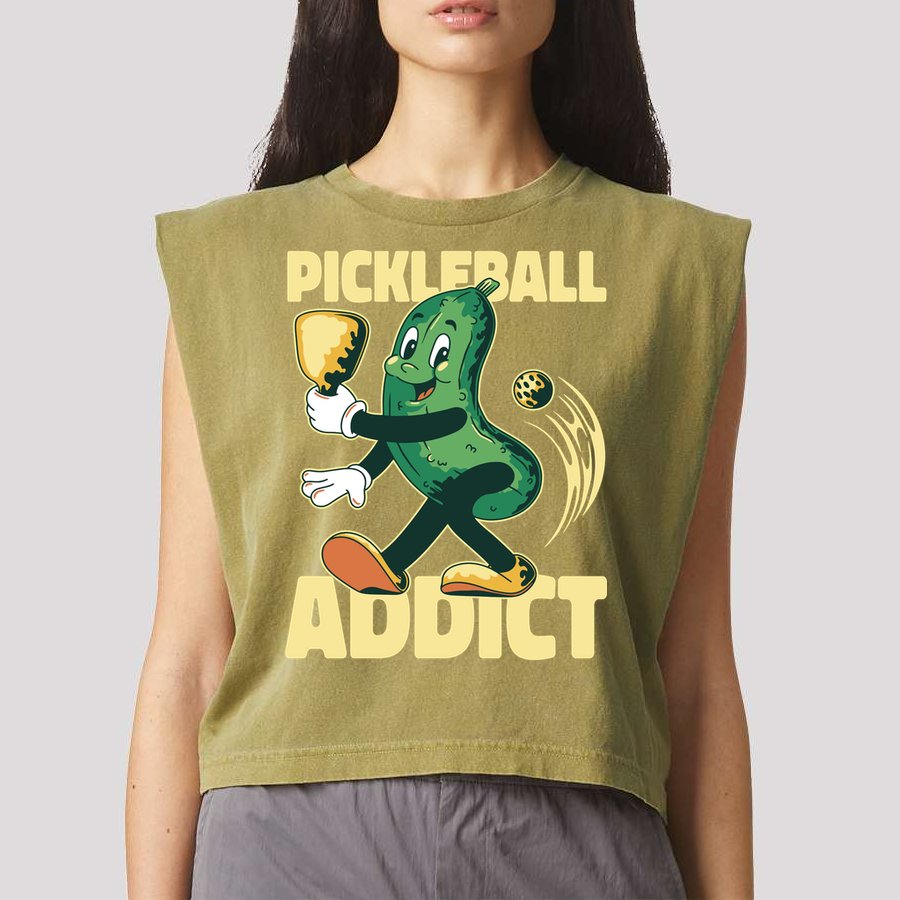 Funny Pickleball Addict Garment-Dyed Women's Muscle Tee