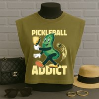 Funny Pickleball Addict Garment-Dyed Women's Muscle Tee