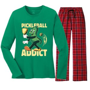 Funny Pickleball Addict Women's Long Sleeve Flannel Pajama Set 